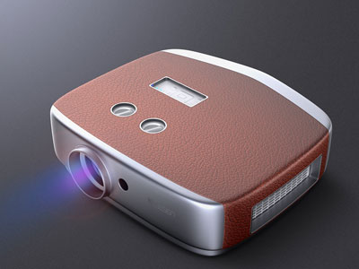 壹零壹工业设计案例:皮革纹理 + 圆润曲线,把投影仪做成了 “能观影的艺术品”