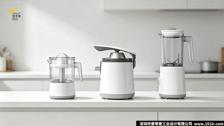 家用料理机三件套,压杆橙汁机,电动橙汁机,多功能搅拌机,家用料理机设计,壹零壹工业设计、厨房小家电设计