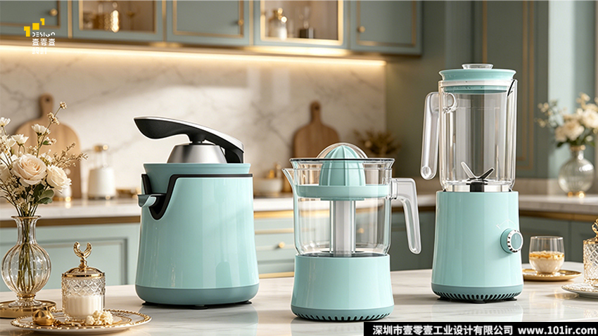 家用料理机三件套,压杆橙汁机,电动橙汁机,多功能搅拌机,家用料理机设计,壹零壹工业设计、厨房小家电设计