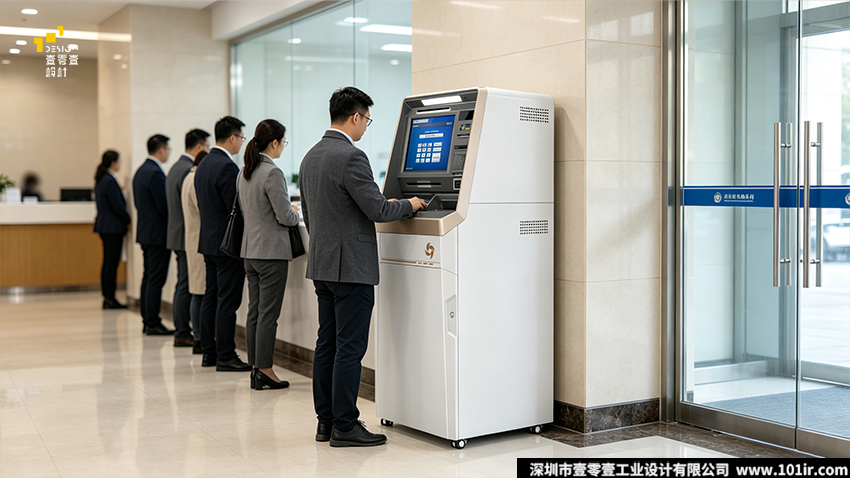 银行大堂自助服务终端,自助存取款机,金融自助终端设计,ATM工业设计,壹零壹工业设计