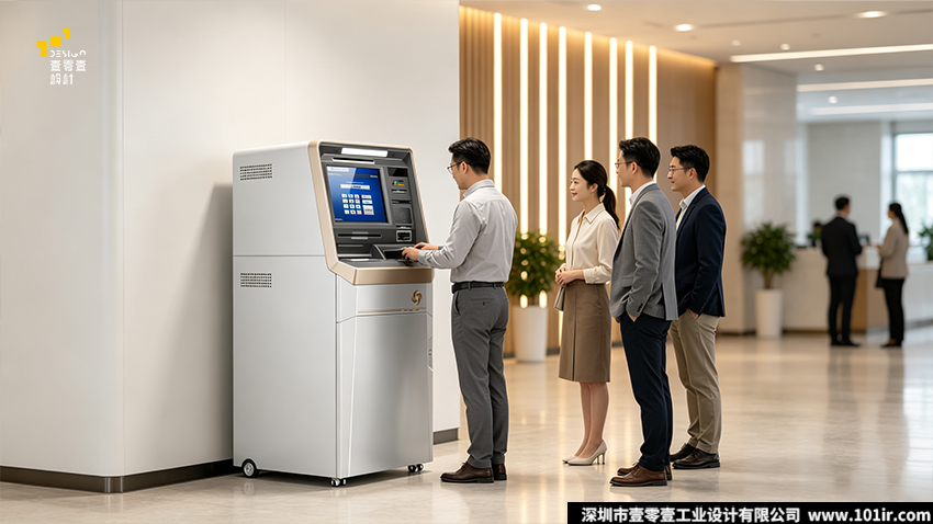 银行大堂自助服务终端,自助存取款机,金融自助终端设计,ATM工业设计,壹零壹工业设计