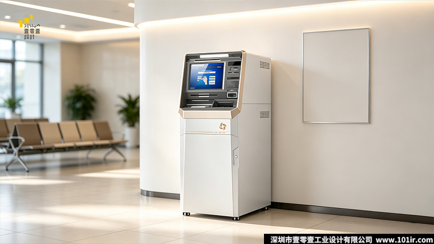 银行大堂自助服务终端,自助存取款机,金融自助终端设计,ATM工业设计,壹零壹工业设计