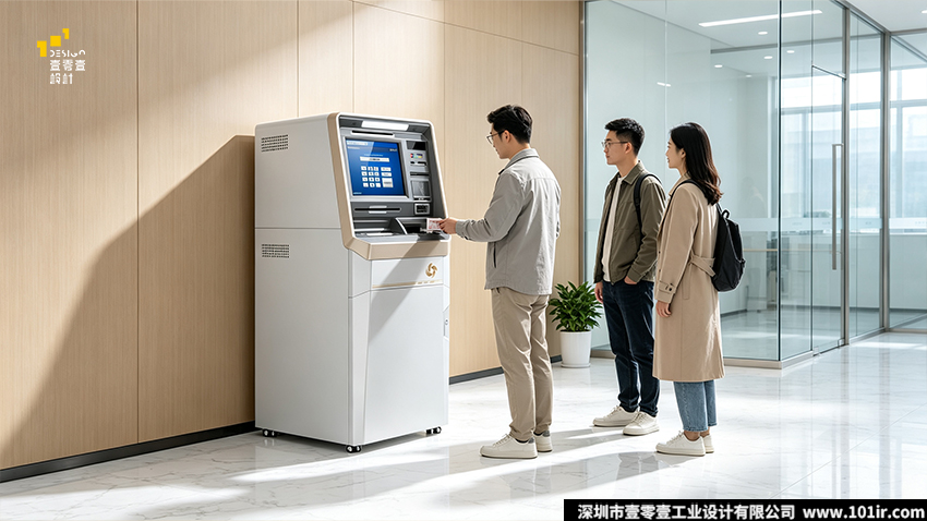 银行大堂自助服务终端,自助存取款机,金融自助终端设计,ATM工业设计,壹零壹工业设计