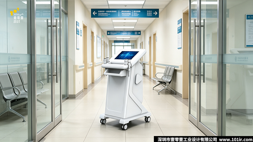 低强度脉冲超声治疗仪,医疗设备工业设计,超声治疗仪外观设计,立式超声治疗仪结构设计,壹零壹工业设计,康复医疗设备设计,医用设备人机工程设计