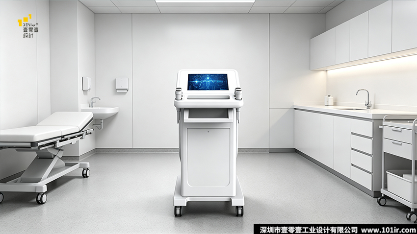 低强度脉冲超声治疗仪,医疗设备工业设计,超声治疗仪外观设计,立式超声治疗仪结构设计,壹零壹工业设计,康复医疗设备设计,医用设备人机工程设计