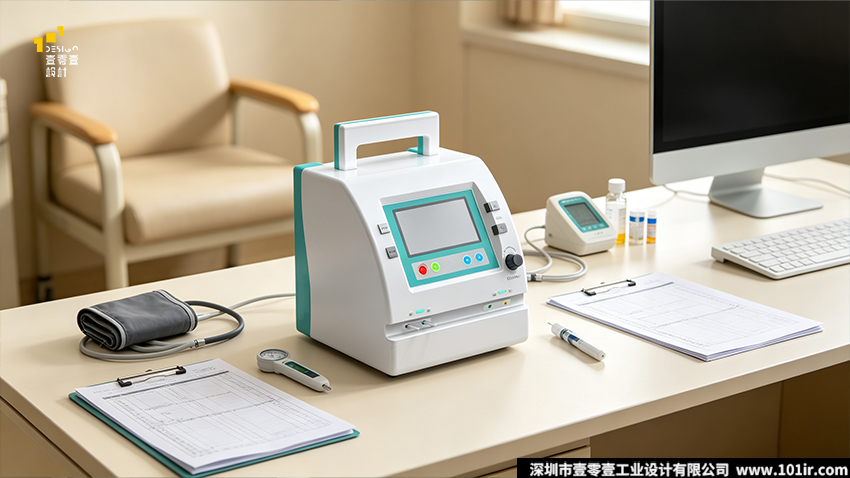 体外膈肌起搏器,体外膈肌起搏器设计,便携式医疗器械,医疗器械工业设计,外观设计,结构设计,呼吸康复设备,医用设备CMF,壹零壹工业设计,EDP