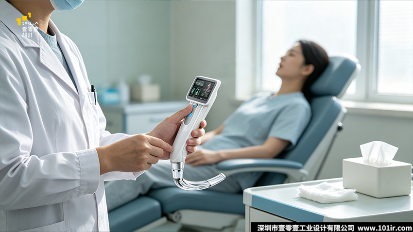 核心关键词:电子喉镜,便携式电子喉镜,电子喉镜外观设计,电子喉镜结构设计,医疗设备工业设计,一次性电子喉镜,视频喉镜人机工程,医疗感控设计