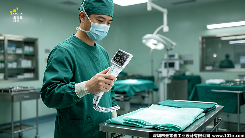 核心关键词:电子喉镜,便携式电子喉镜,电子喉镜外观设计,电子喉镜结构设计,医疗设备工业设计,一次性电子喉镜,视频喉镜人机工程,医疗感控设计