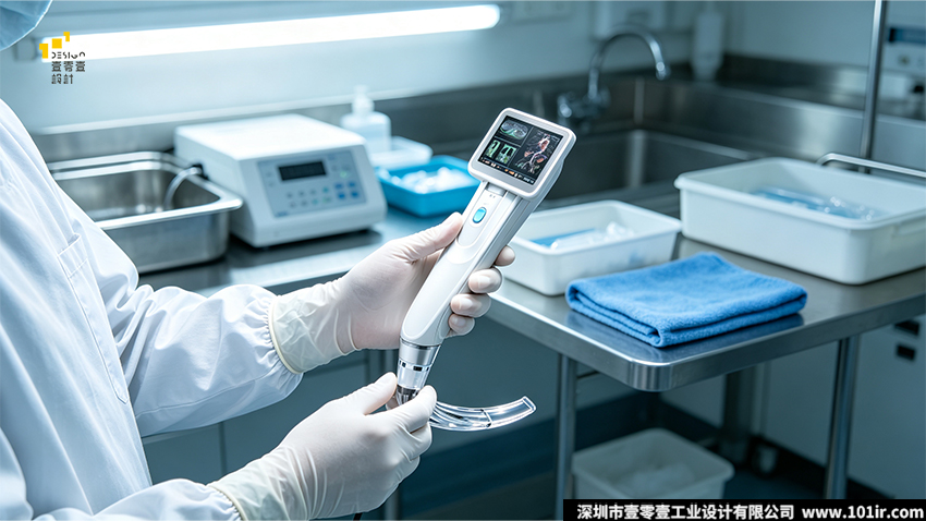 核心关键词:电子喉镜,便携式电子喉镜,电子喉镜外观设计,电子喉镜结构设计,医疗设备工业设计,一次性电子喉镜,视频喉镜人机工程,医疗感控设计