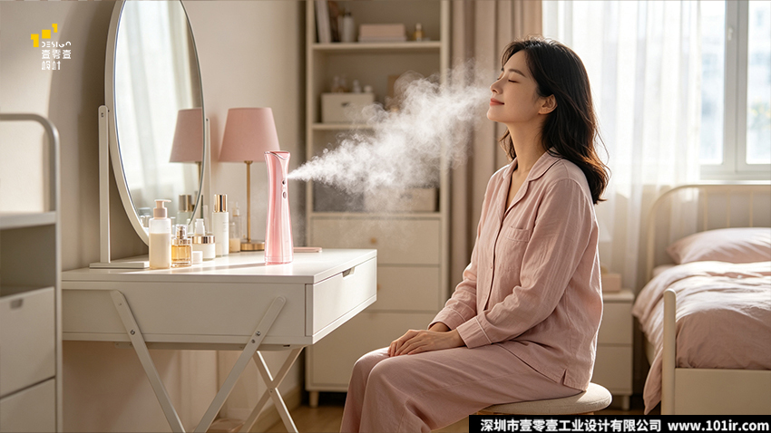 纳米喷雾美容仪,便携美容仪器,工业设计,产品外观设计,产品结构设计,人体工学设计,压电雾化结构,个护电器设计