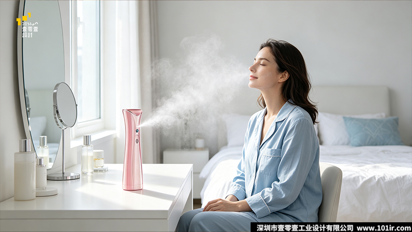 纳米喷雾美容仪,便携美容仪器,工业设计,产品外观设计,产品结构设计,人体工学设计,压电雾化结构,个护电器设计