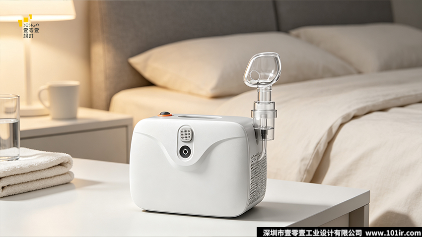 压缩式雾化器,家用雾化器,医疗器械工业设计,雾化器外观设计,雾化器结构设计,静音雾化器,家用医疗器械设计,壹零壹工业设计