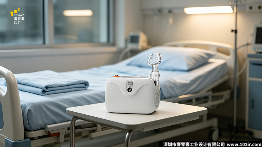 压缩式雾化器,家用雾化器,医疗器械工业设计,雾化器外观设计,雾化器结构设计,静音雾化器,家用医疗器械设计,壹零壹工业设计