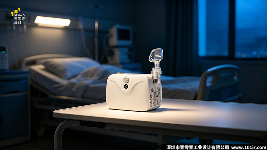 压缩式雾化器,家用雾化器,医疗器械工业设计,雾化器外观设计,雾化器结构设计,静音雾化器,家用医疗器械设计,壹零壹工业设计