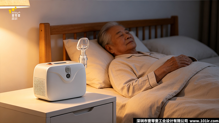 压缩式雾化器,家用雾化器,医疗器械工业设计,雾化器外观设计,雾化器结构设计,静音雾化器,家用医疗器械设计,壹零壹工业设计