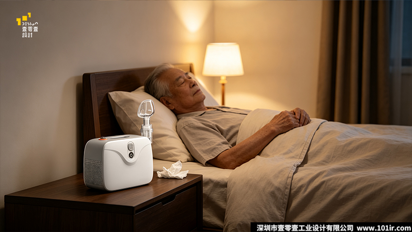 压缩式雾化器,家用雾化器,医疗器械工业设计,雾化器外观设计,雾化器结构设计,静音雾化器,家用医疗器械设计,壹零壹工业设计