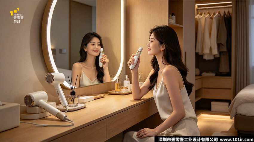 微晶嫩肤仪,外观设计,结构设计,家用美容器械,人体工学设计,微晶焕肤技术,工业设计,壹零壹工业设计
