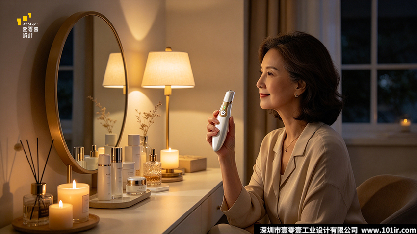 微晶嫩肤仪,外观设计,结构设计,家用美容器械,人体工学设计,微晶焕肤技术,工业设计,壹零壹工业设计