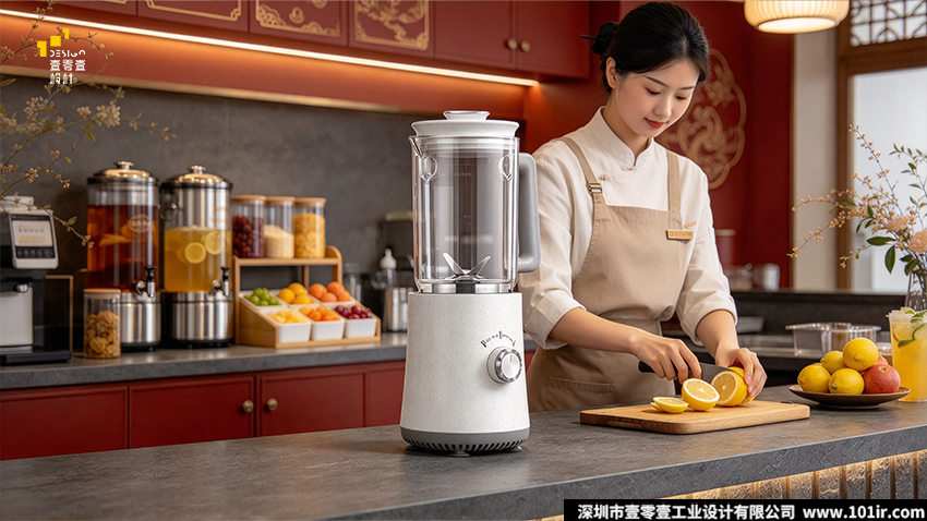 榨汁料理机设计,家用料理机外观设计,料理机结构设计,Tritan材质料理机,壹零壹工业设计,小型立式榨汁机,厨房小家电工业设计,料理机散热减震结构