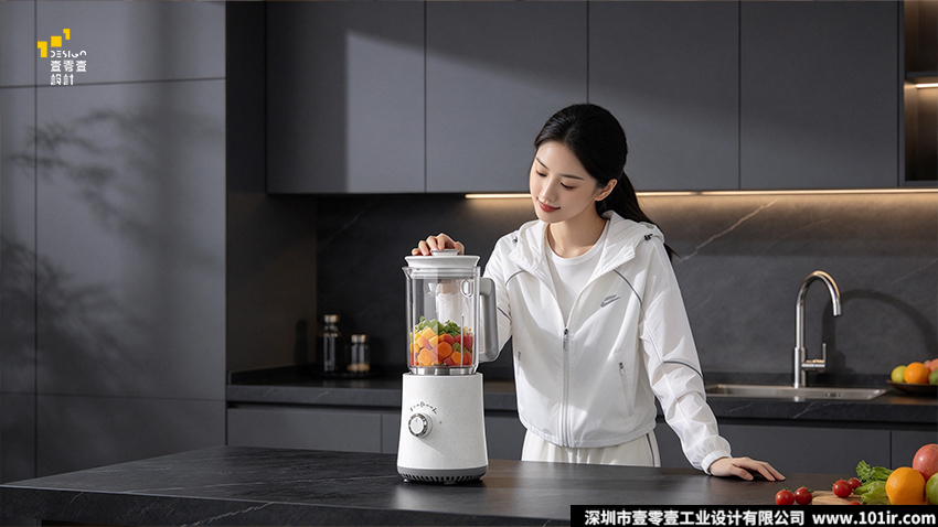 榨汁料理机设计,家用料理机外观设计,料理机结构设计,Tritan材质料理机,壹零壹工业设计,小型立式榨汁机,厨房小家电工业设计,料理机散热减震结构
