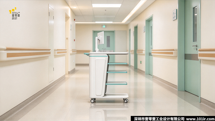 医用护理推车,医用护理推车设计,医疗推车设计,壹零壹工业设计,医用护理推车外观设计,医用护理推车结构设计,院感级医用推车,医疗推车人机工程设计,移动护理工作站